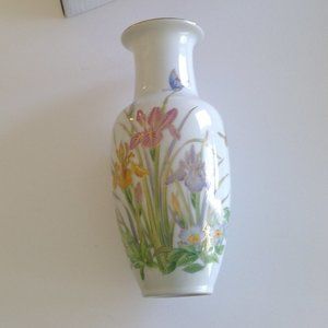 Vintage Japan Porcelain Srednick Collection Vase Iris Butterfly with gold design